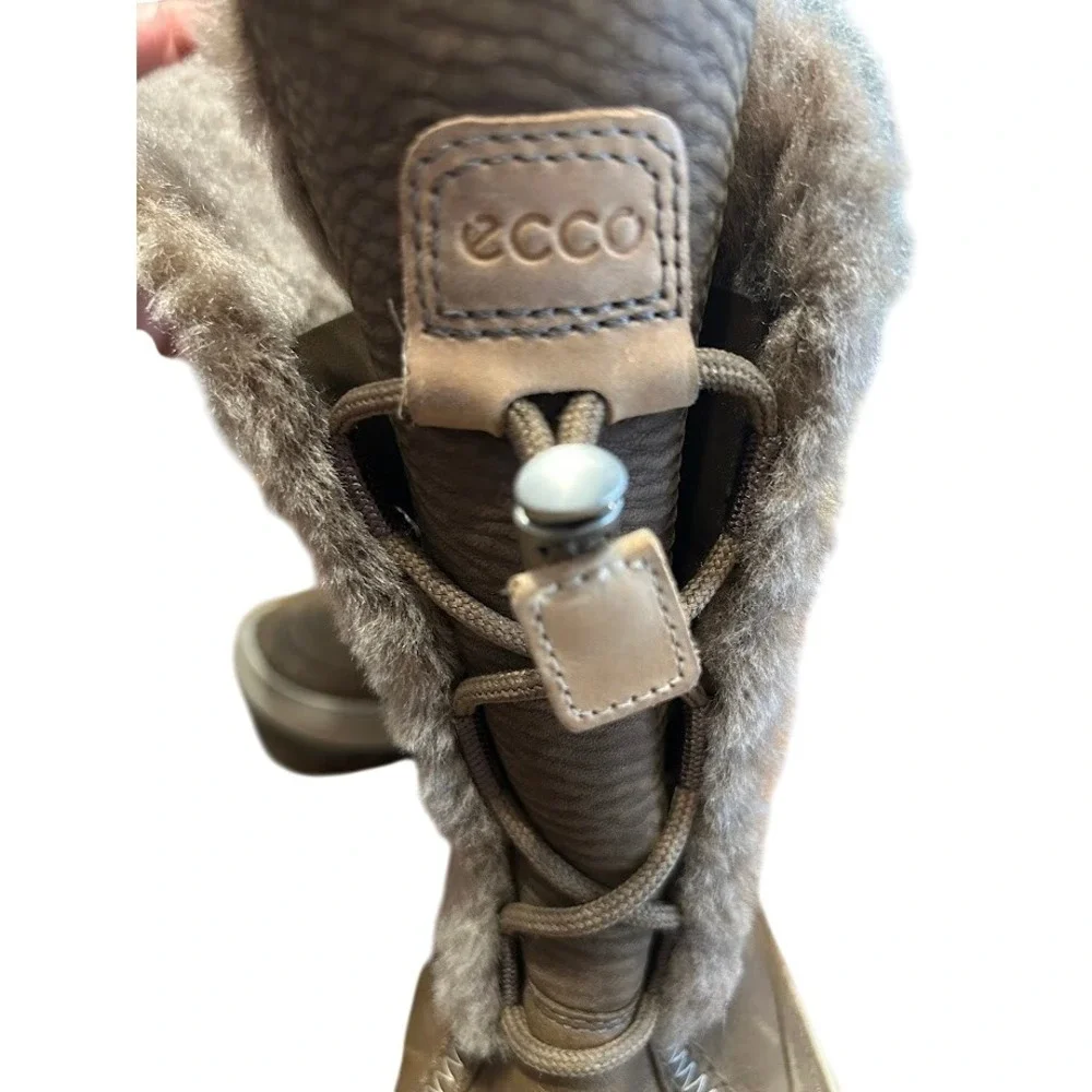 Ecco Hydromax Leather Pull On Winter Boots Women's EU 37 US‎ 6.5-7 Brown